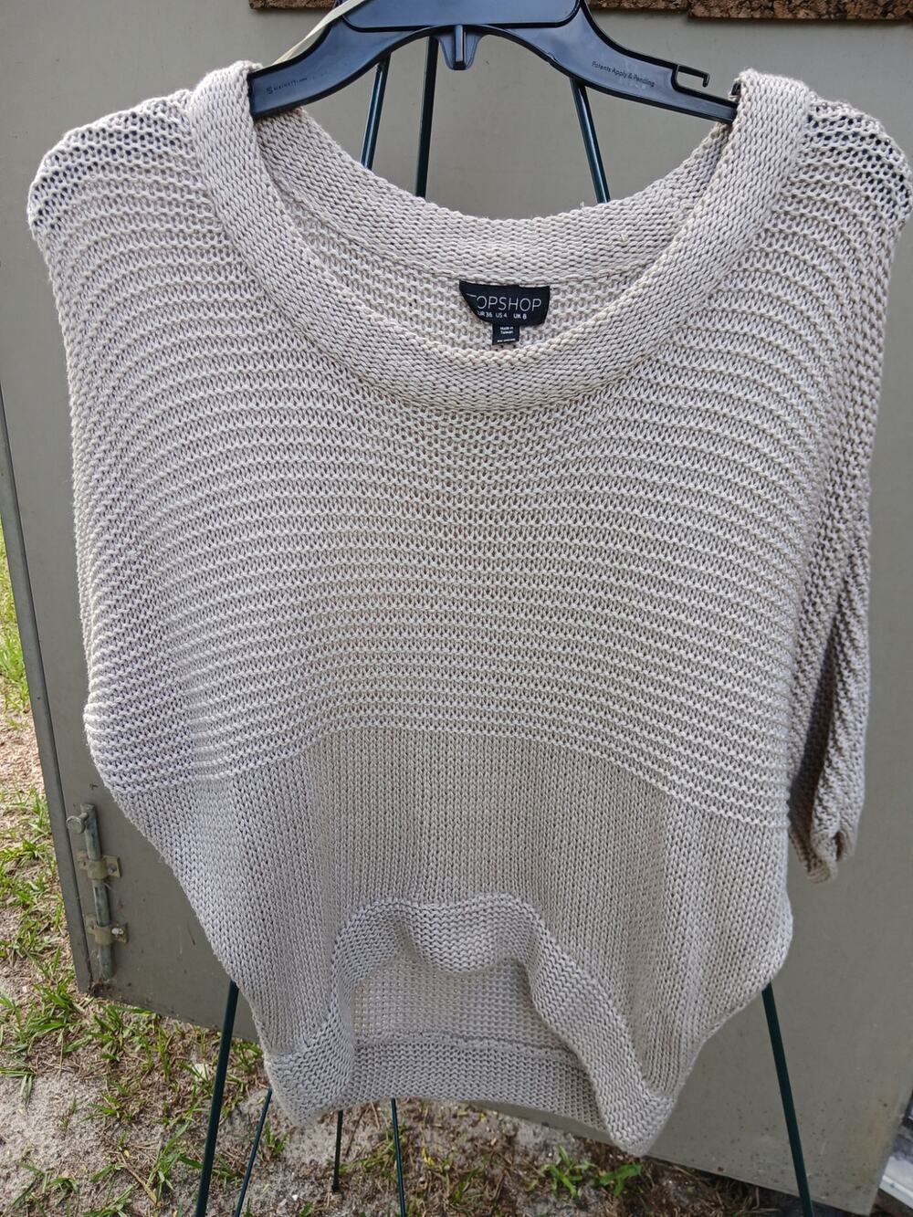 Topshop Size 4 Hi-low Sweater Dolman Sleeves Small Beige Tan Slouchy Fit Fall